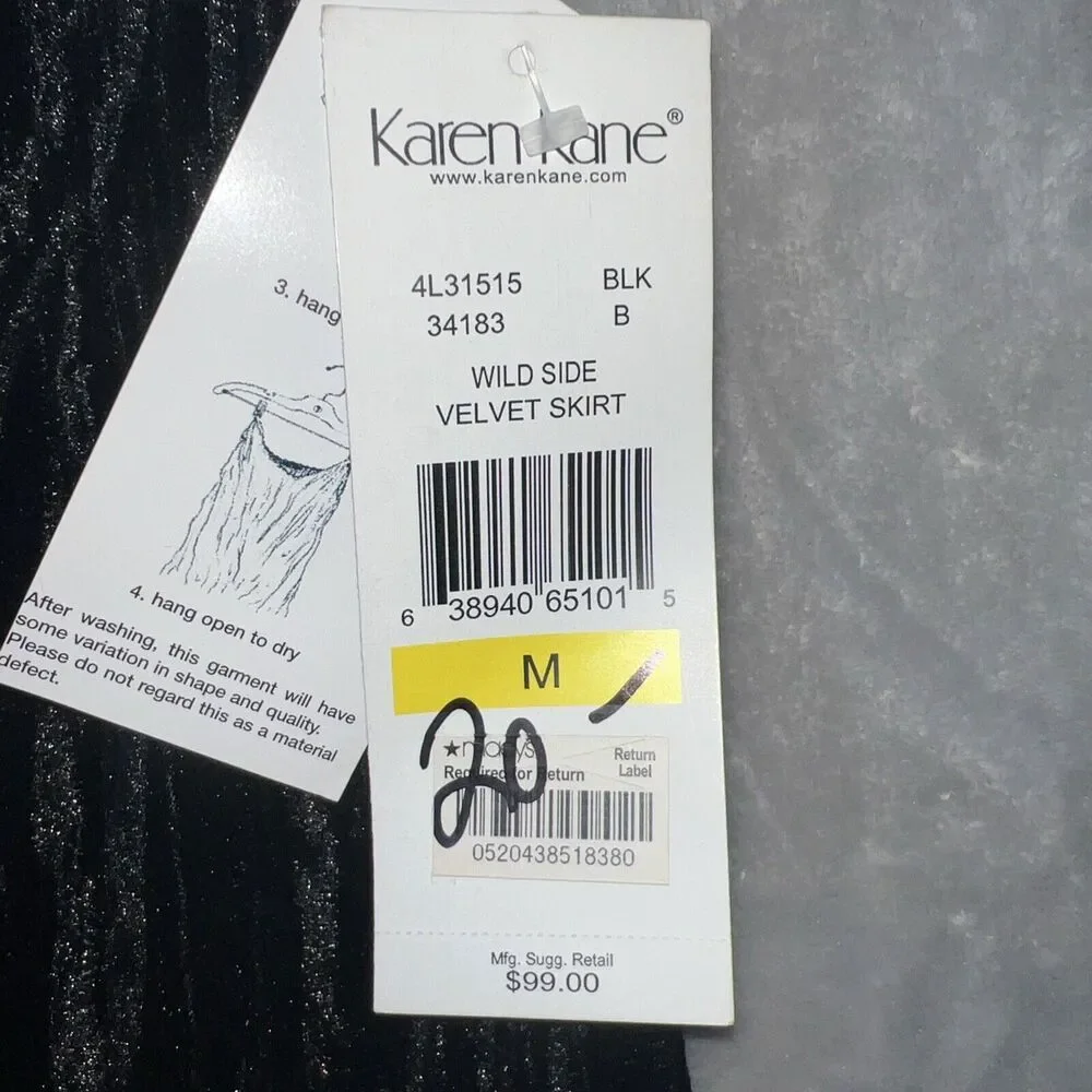 Karen Kane Womens M Wide Side Velvet Skirt Long USA Made Elastic Waist - Picture 4 of 9